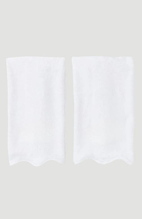 Weezie 2-pack Scalloped Organic Cotton Terry Hand Towels In White