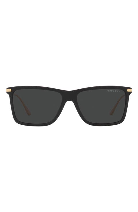 58mm Polarized Rectangular Sunglasses
