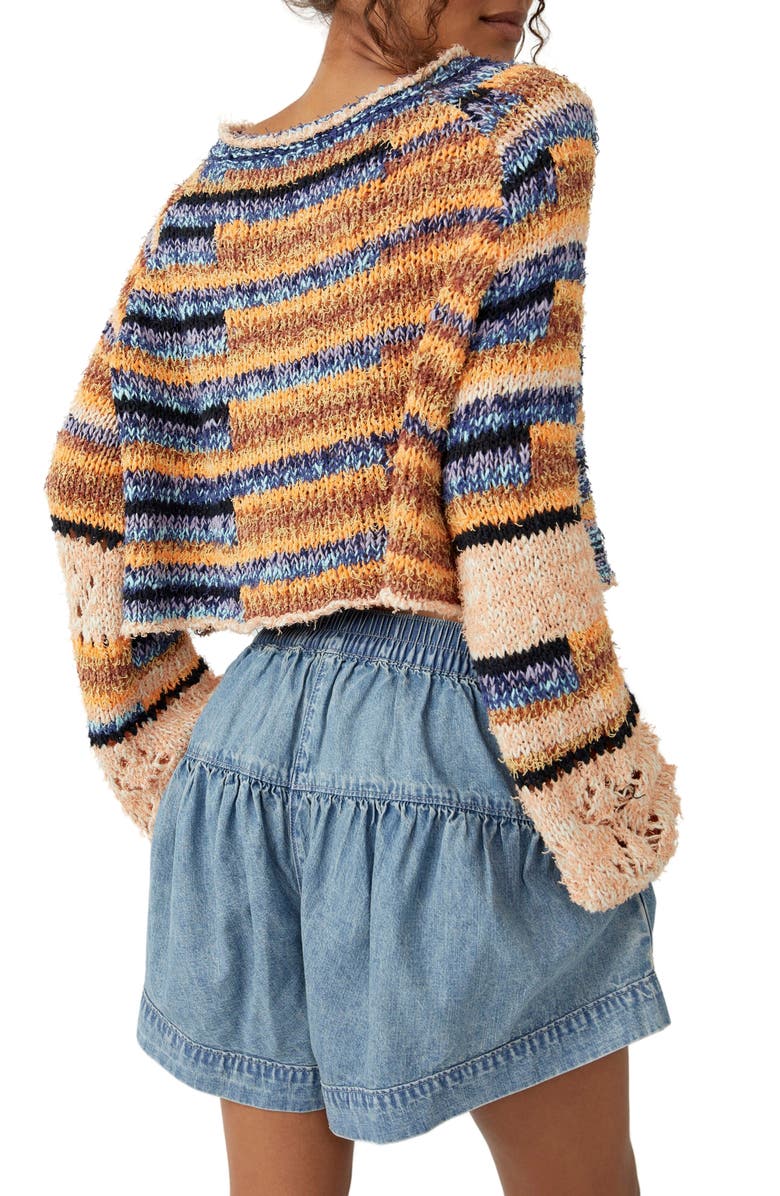 Free People Butterfly Mixed Stripe Cotton Blend Sweater, Alternate, color, 