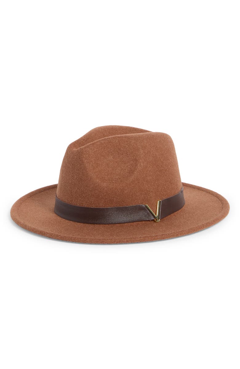 Vince Camuto Logo Hardware Panama Hat, Main, color, Brown