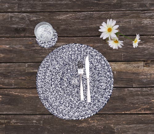 C & F Home C&f Home Braided Round Placemats Sets Of 6 Collection In Blue