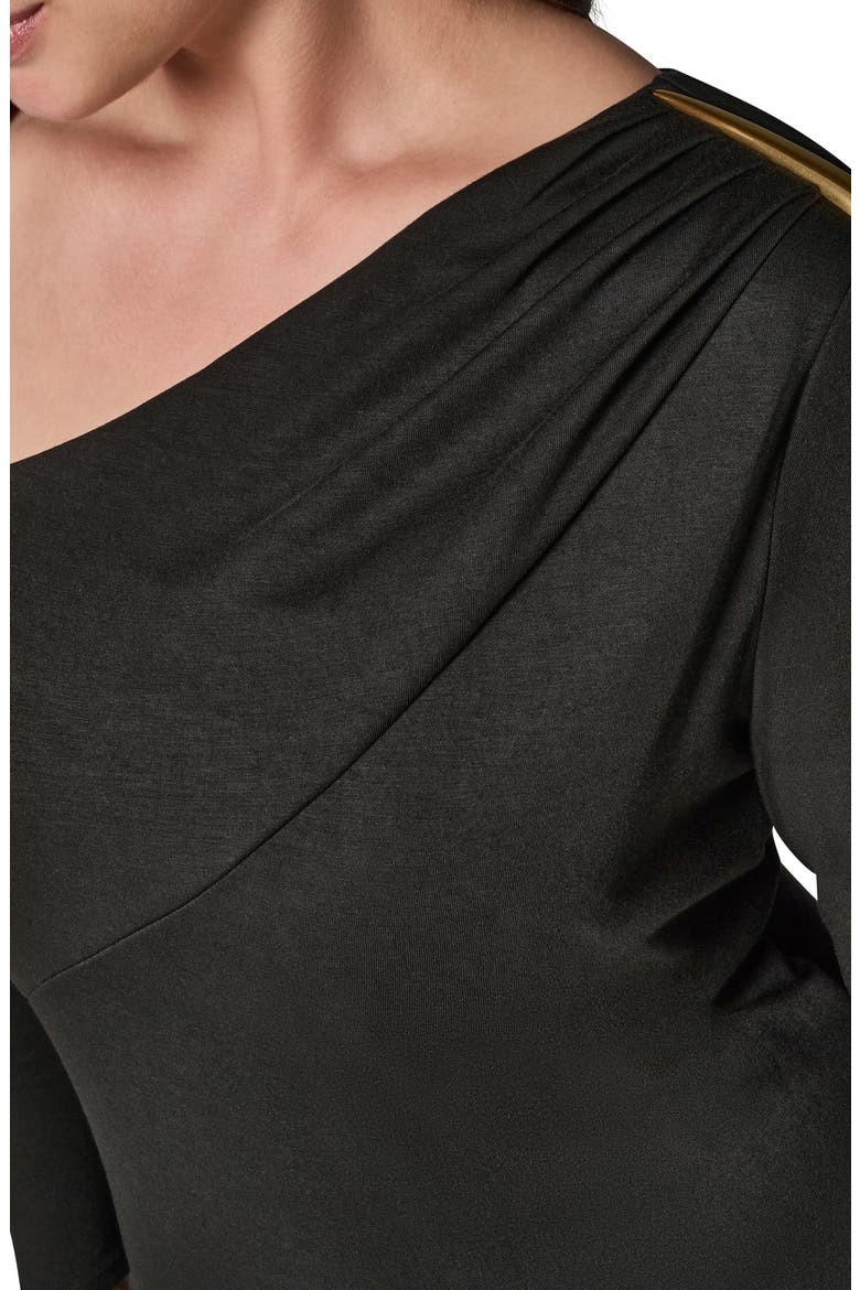 Asymmetric Neck Sheath Dress, Alternate, color, BLACK