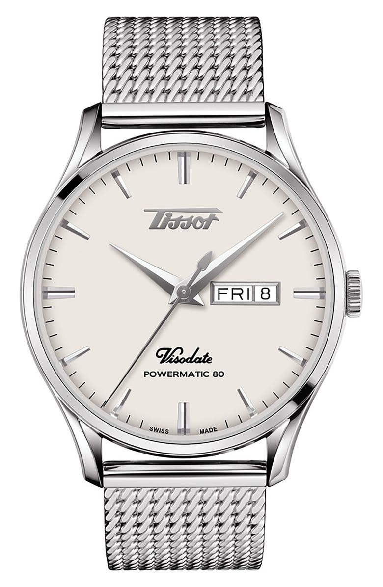 Tissot Visodate Automatic Mesh Strap Watch, 42mm, Main, color, 