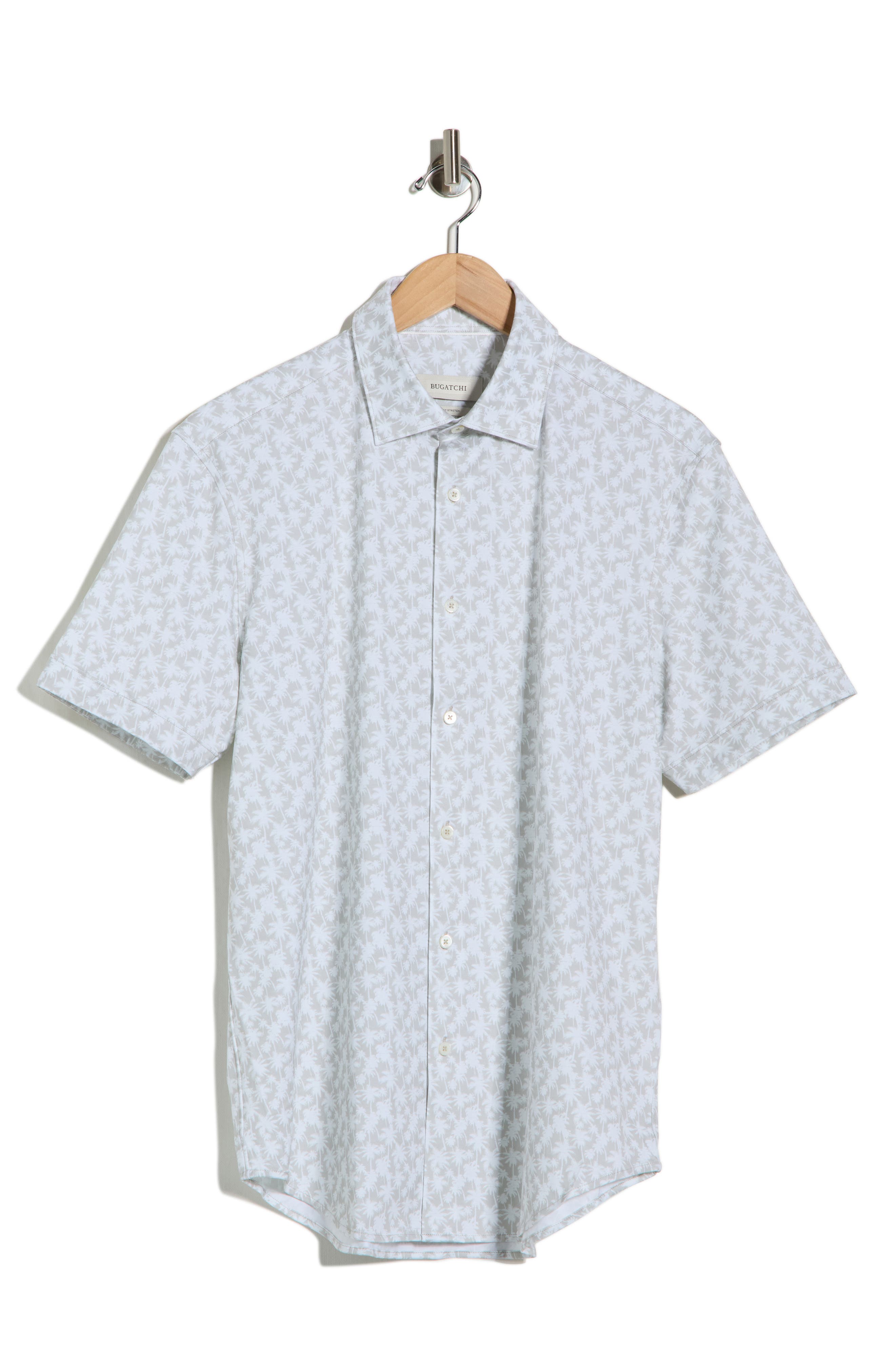 Bugatchi OoohCotton® Palm Tree Print Short Sleeve Button-Up Shirt
