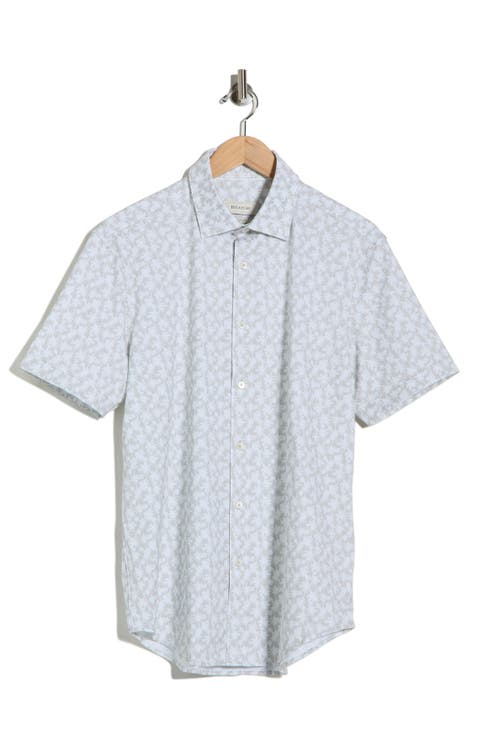 OoohCotton® Palm Tree Print Short Sleeve Button-Up Shirt