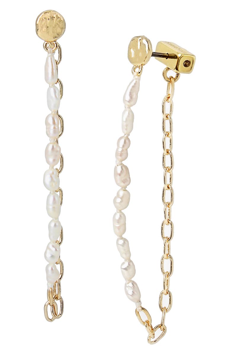 AllSaints Pearl Chain Stud Earrings, Main, color, 