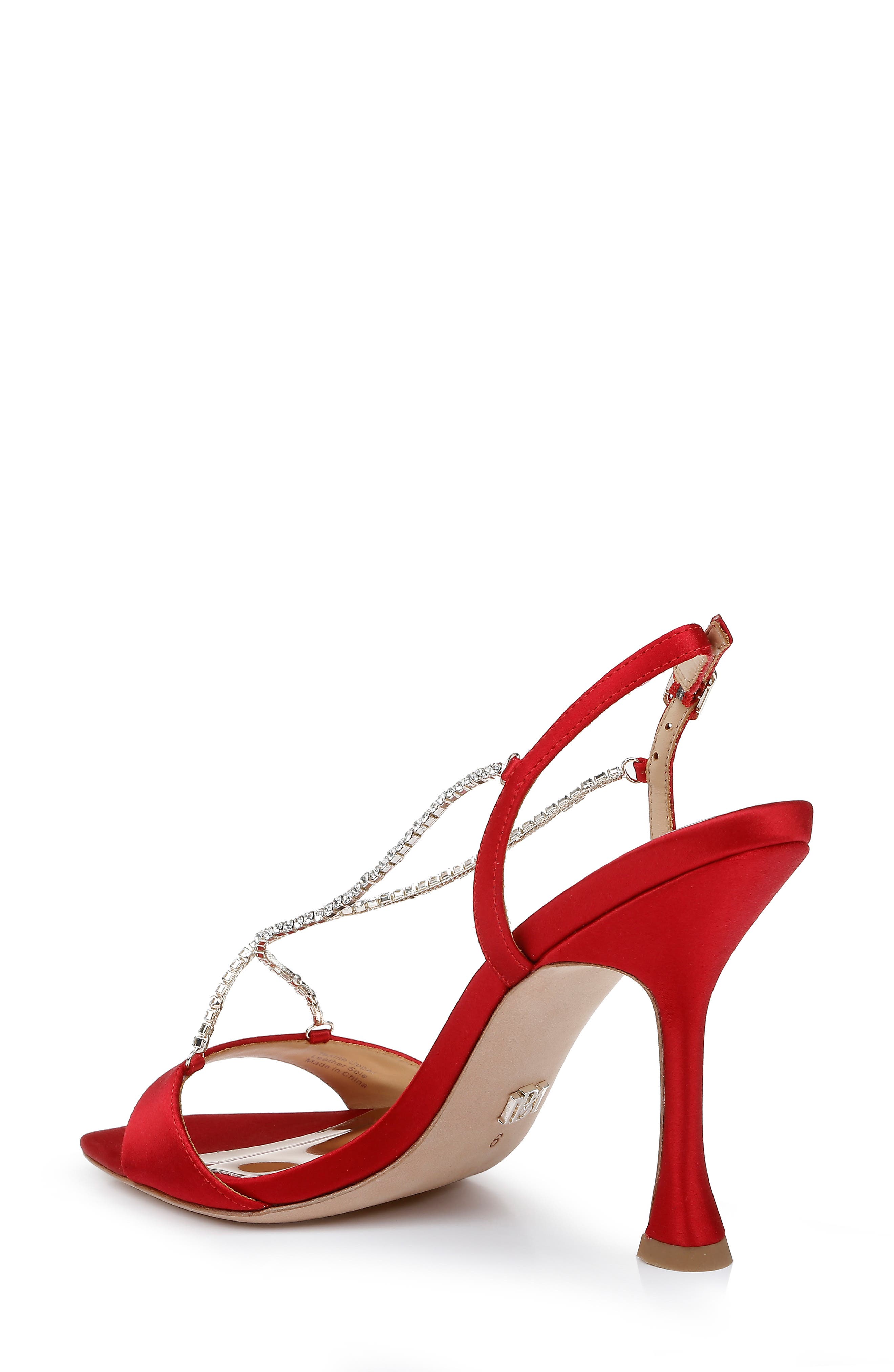 Neville Jeweled Strap Sandal, Alternate, color, RED SATIN