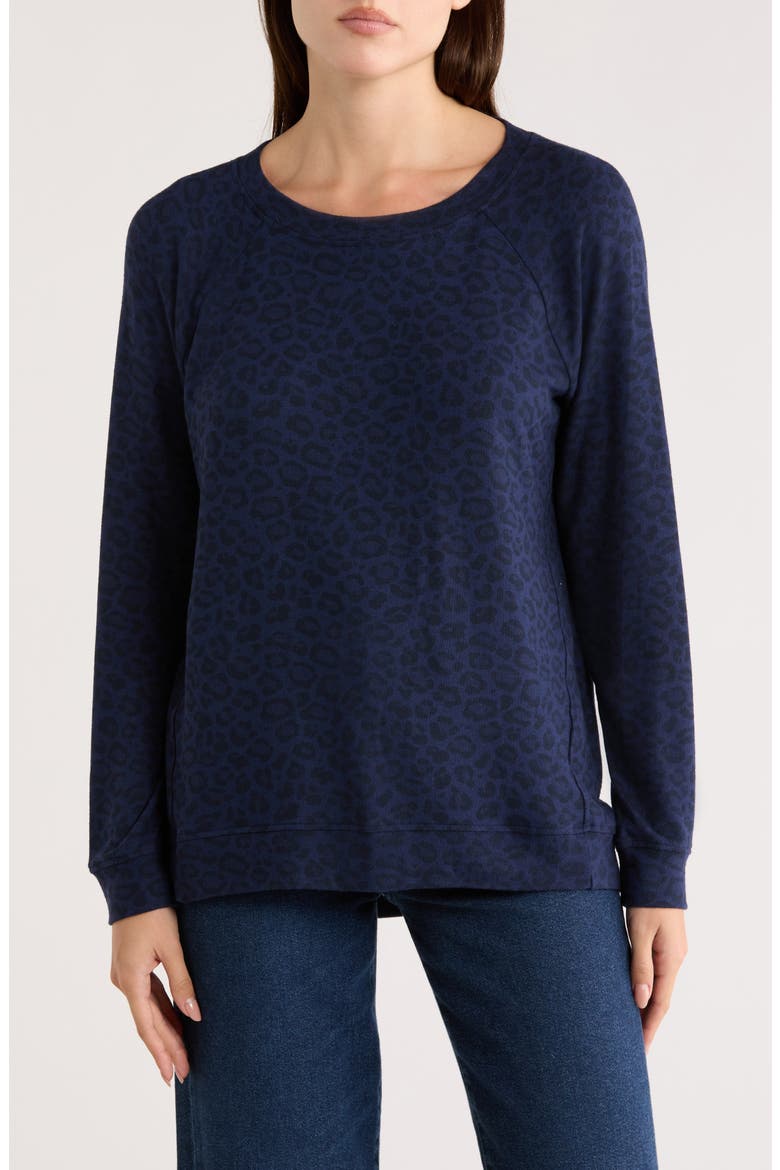 Cheetah Crewneck Sweatshirt, Main, color, NAVY