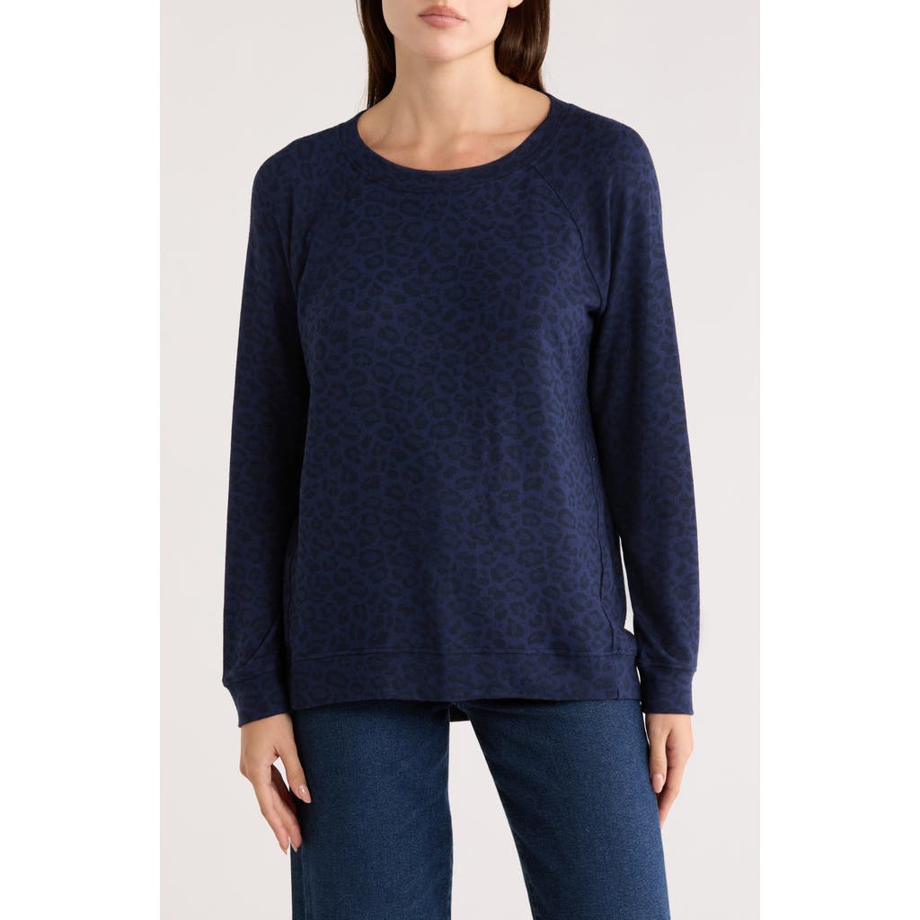 Matty M . Cheetah Crewneck Sweatshirt In Blue