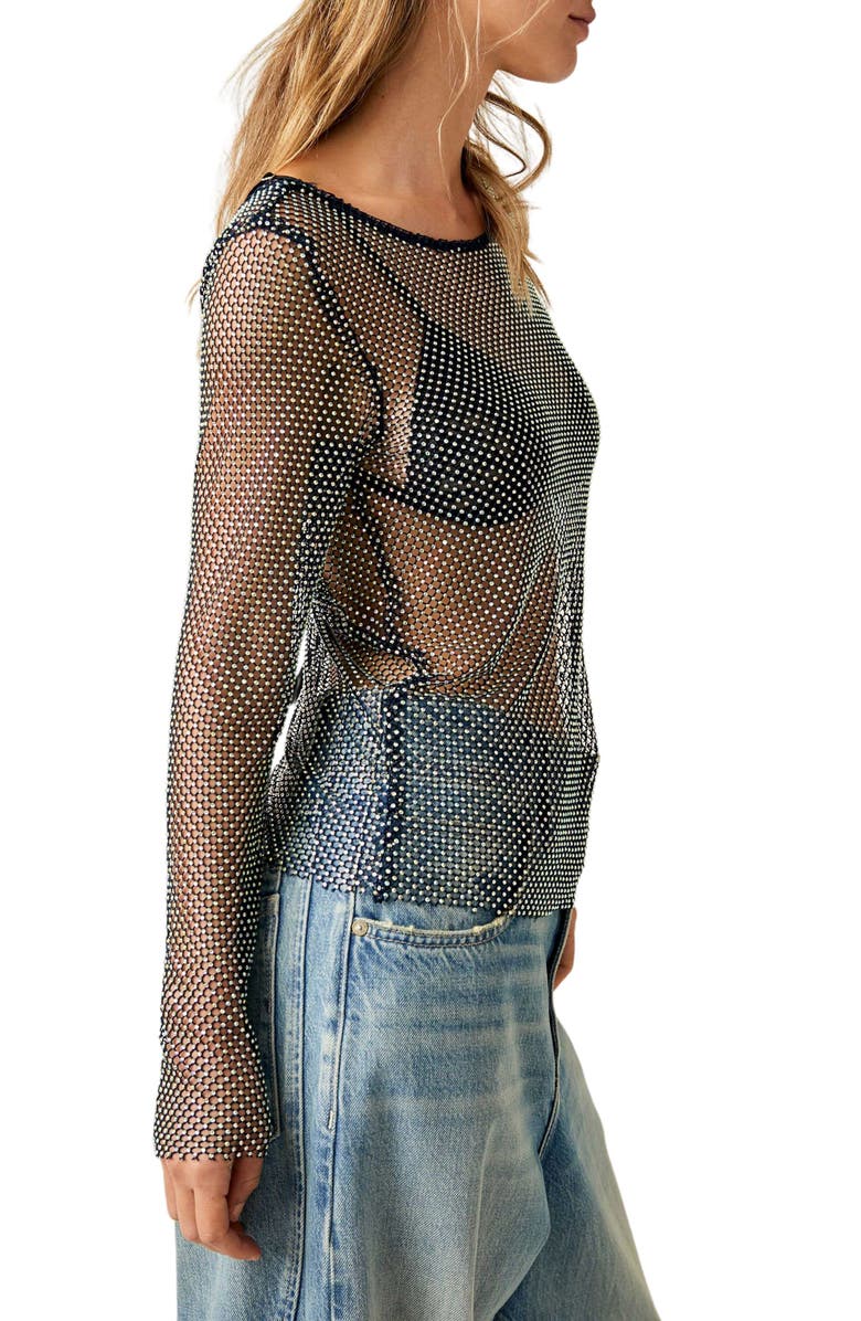 Free People Low Back Stud Mesh Top, Alternate, color, 