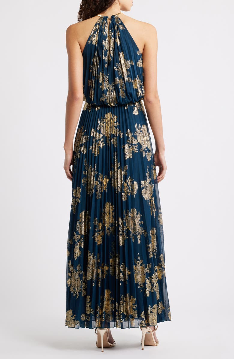 Halogen<sup>®</sup> Pleated High Neck Maxi Dress, Alternate, color, Dark Forest