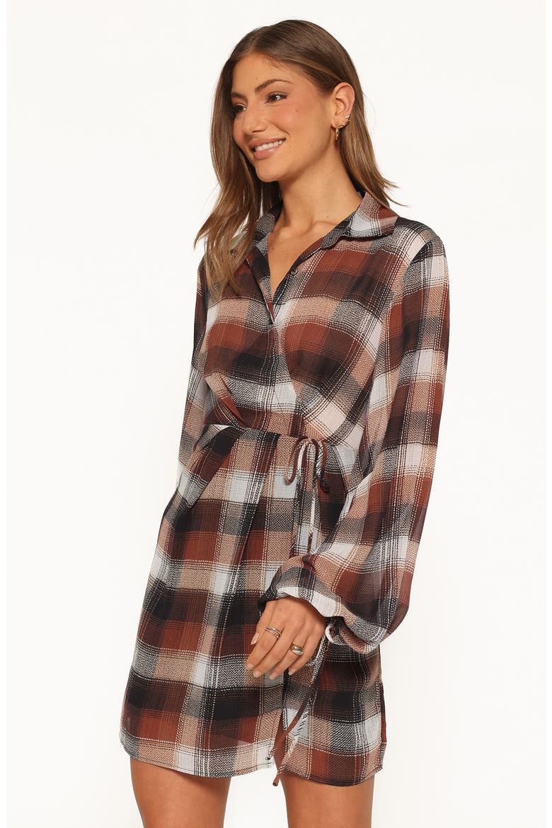 Eadie Long Sleeved Plaid Minidress, Alternate, color, PLAID