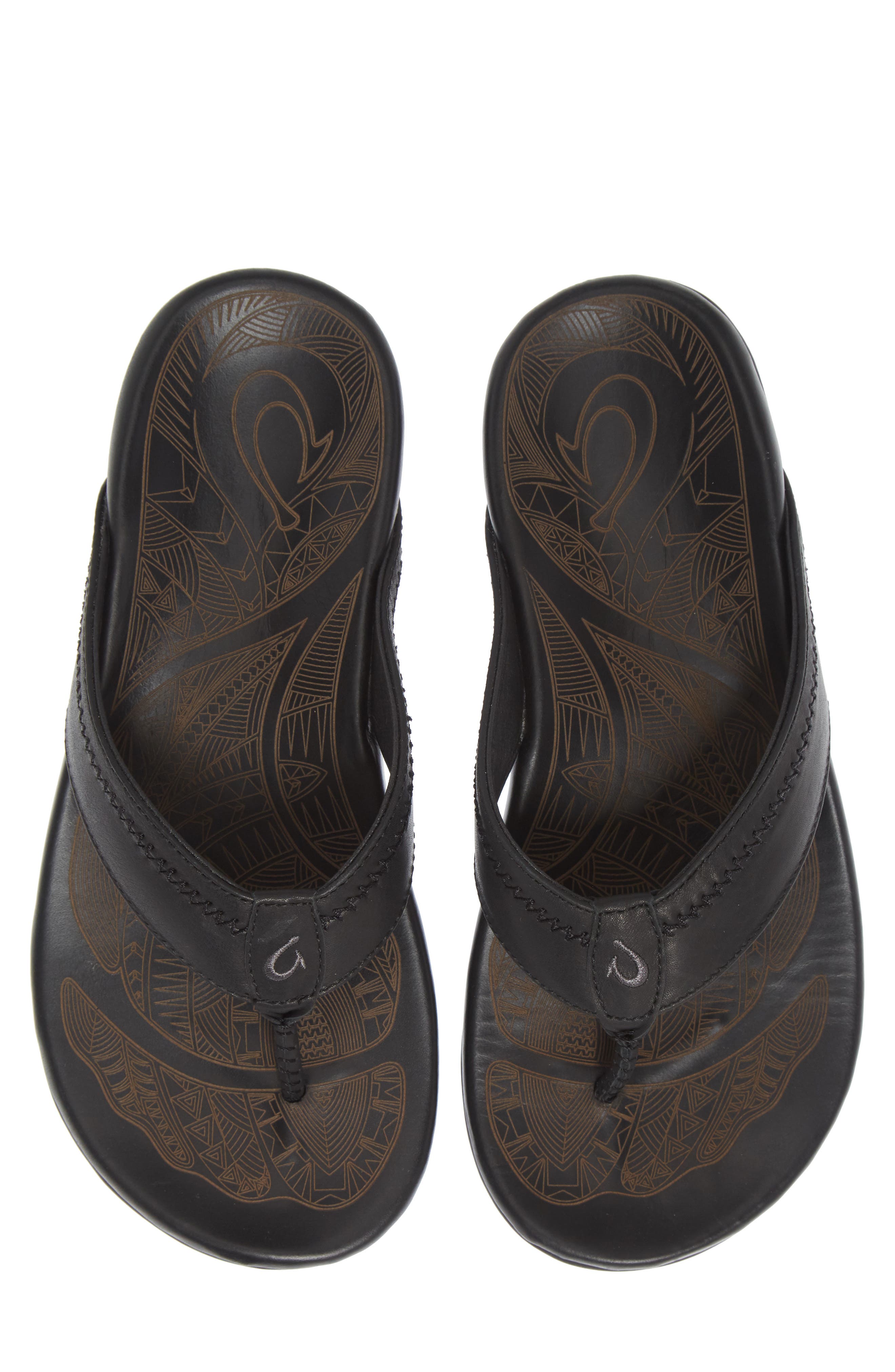 OluKai Hiapo Flip Flop, Alternate, color, Lava Rock Leather