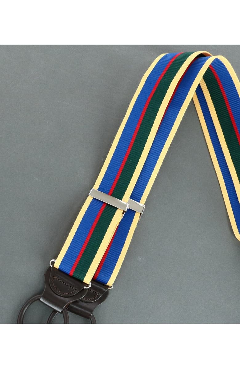 Trafalgar Sumner 35mm Grosgrain Weave Striped Button End Suspenders, Alternate, color, Yellow Stripe