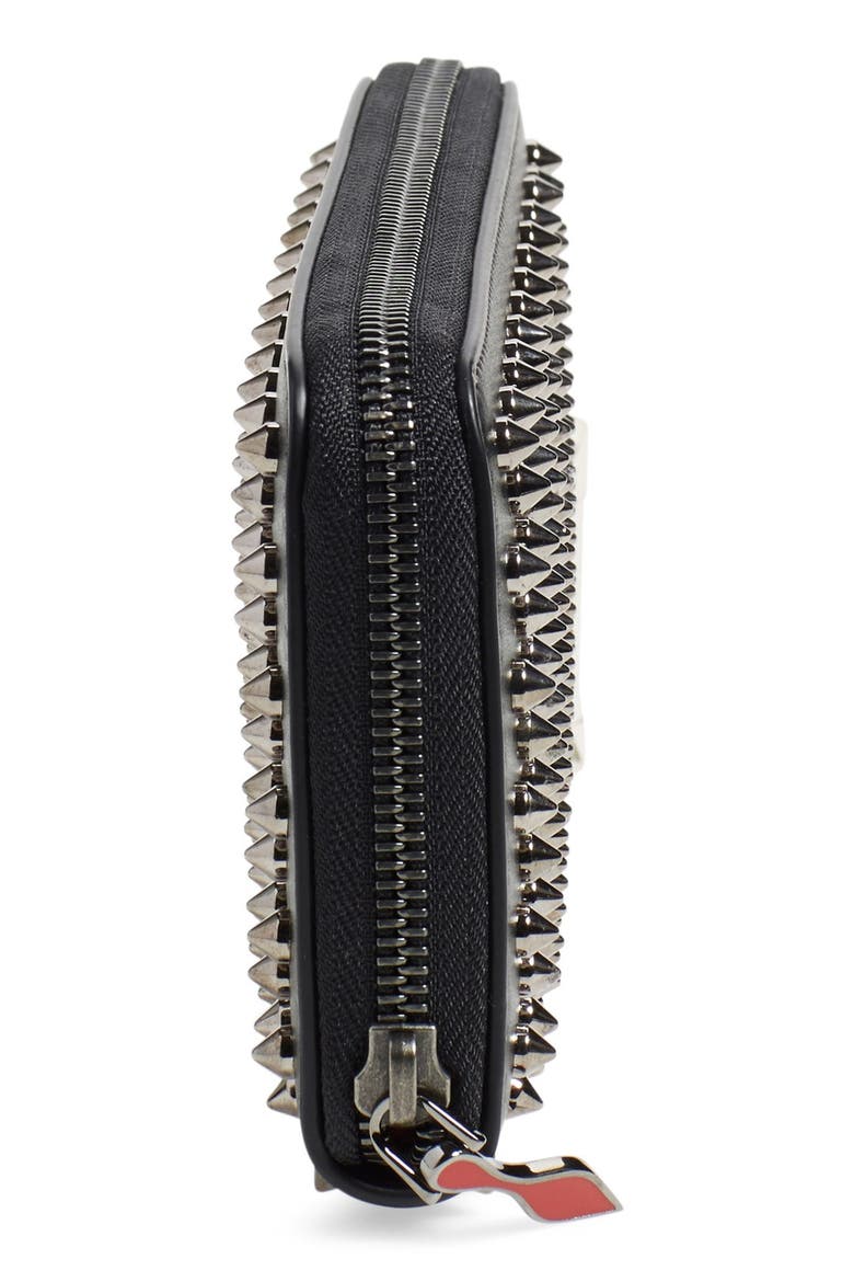 'Panettone' Spiked Calfskin Wallet, Alternate, color, BLACK/ GUN METAL