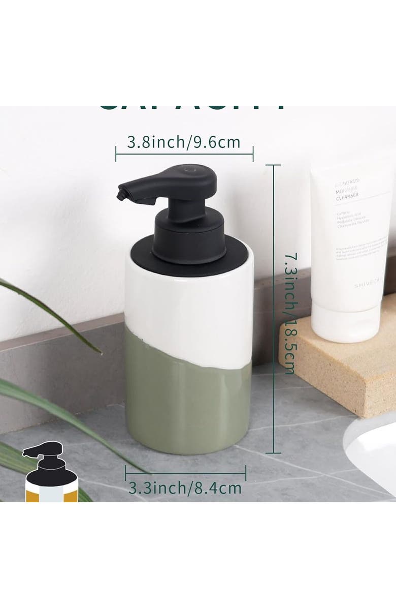 Bosilunlife Nordic Garden Automatic Foaming Soap Dispenser Recycled Eco-Clay 10 oz, Alternate, color, Green