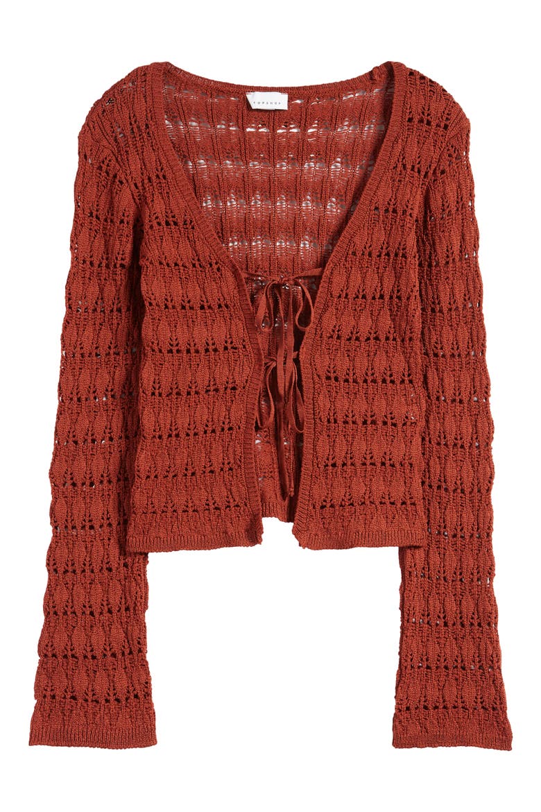 Pointelle Cardigan, Alternate, color, ORANGE