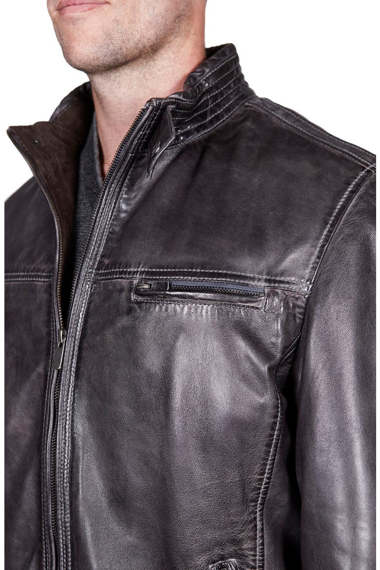 Leather Jacket, Alternate, color, CHARCOAL