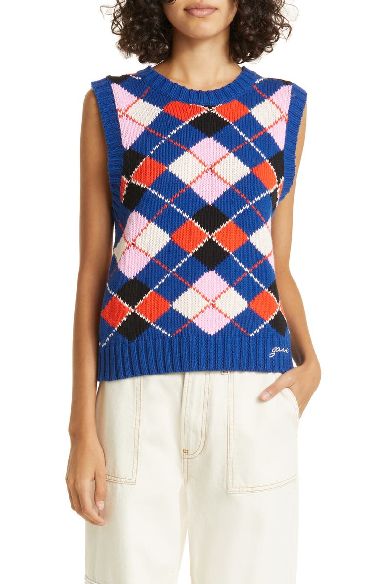 Ganni Organic Cotton Sweater Vest, Main, color, 