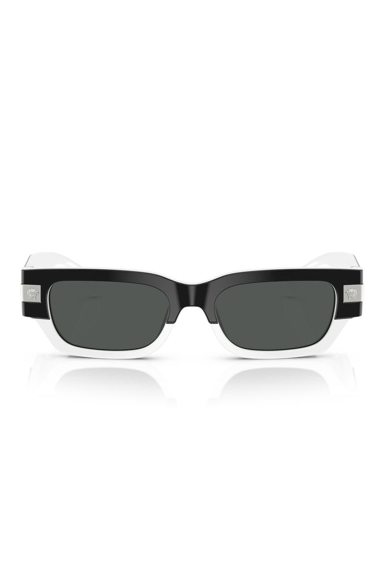 53mm Plaque Rectangular Sunglasses, Main, color, BLACK WHITE