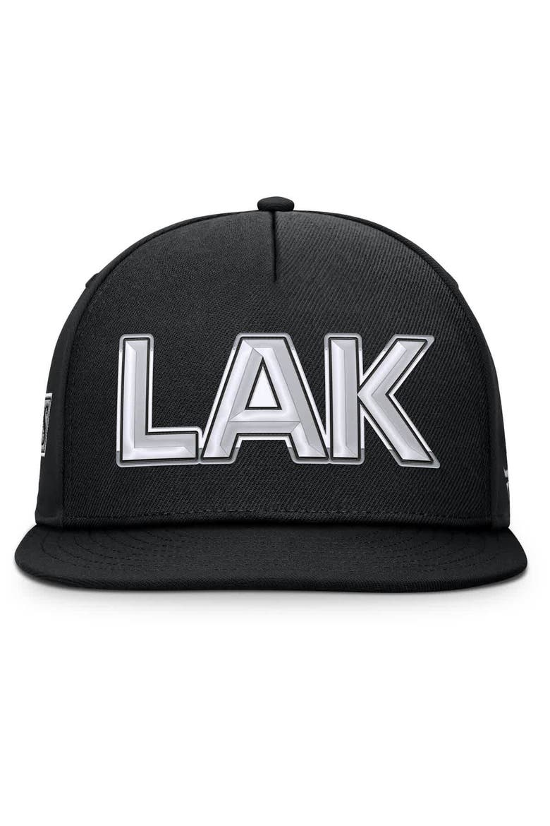 Men's Fanatics Black Los Angeles Kings Authentic Pro Rink Team Code Snapback Hat, Alternate, color, Black