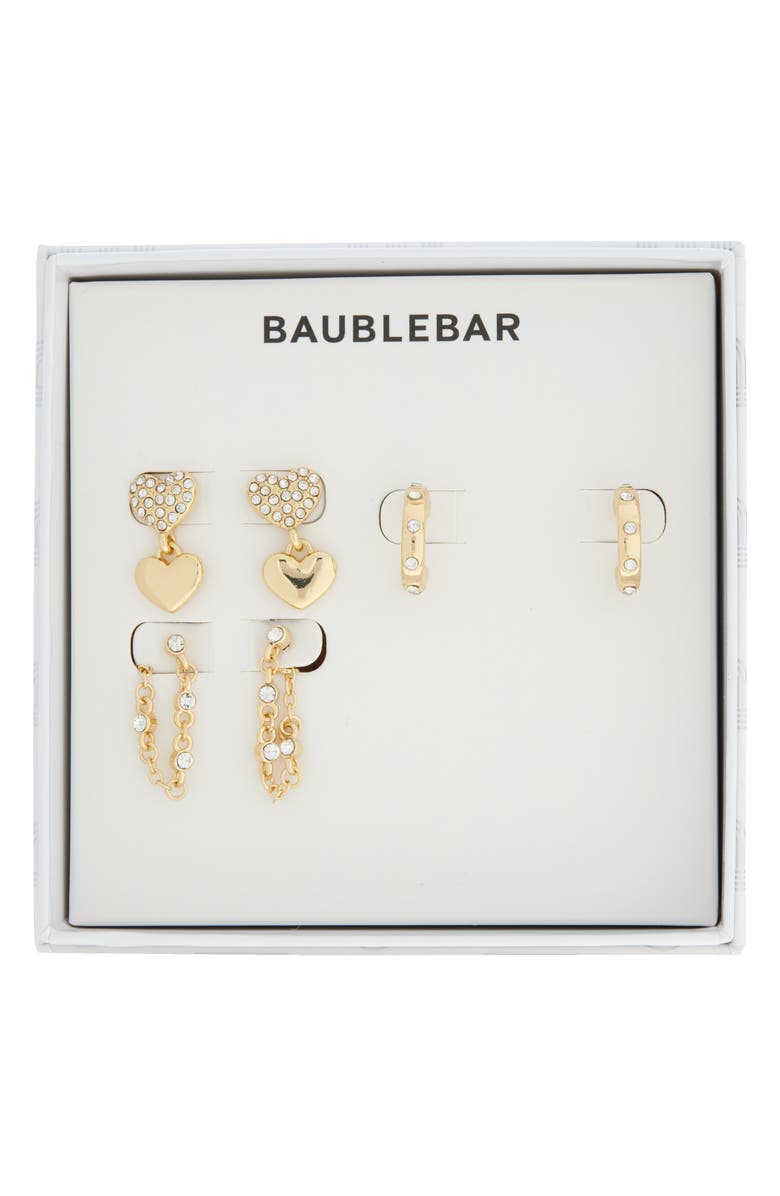 BaubleBar Set of 3 Earrings, Main, color, Gold