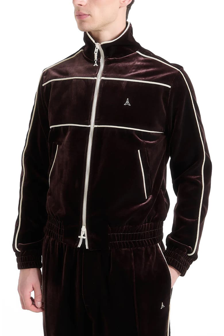 Eiffel Velour Track Jacket, Main, color, Brown