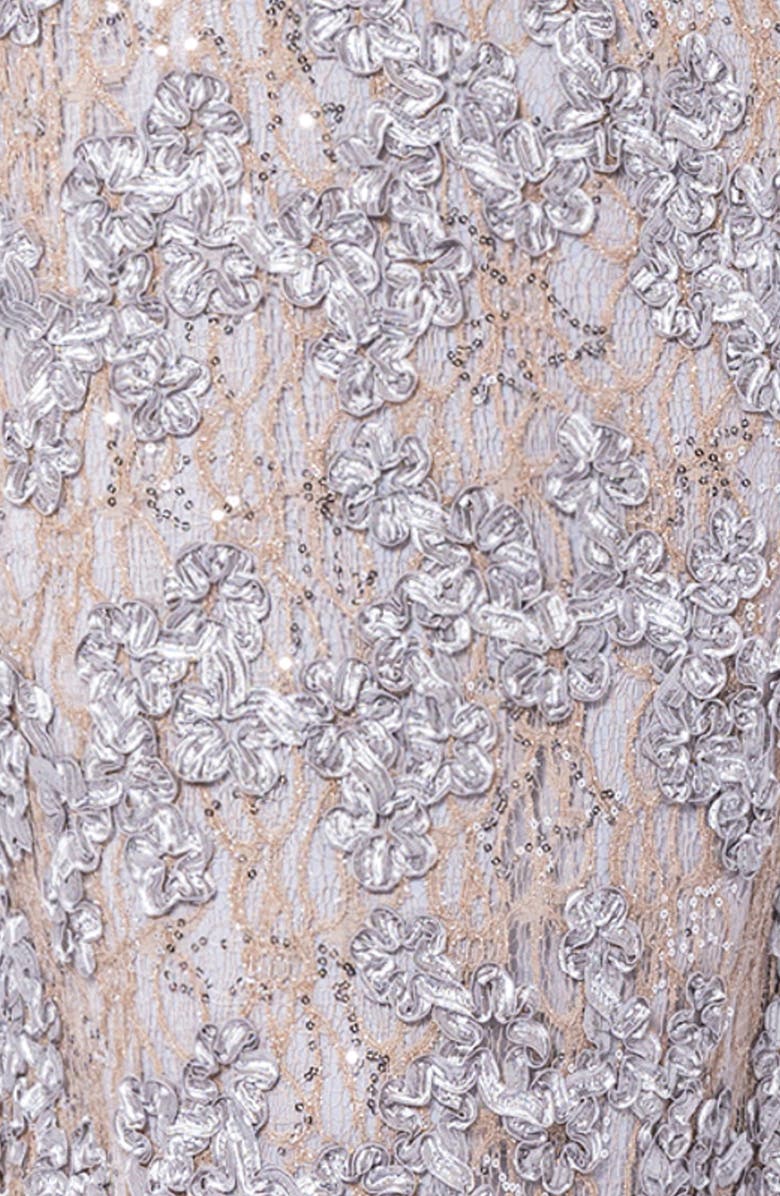 Xscape Evenings Off the Shoulder Embroidered Gown, Alternate, color, Gold/ Silver