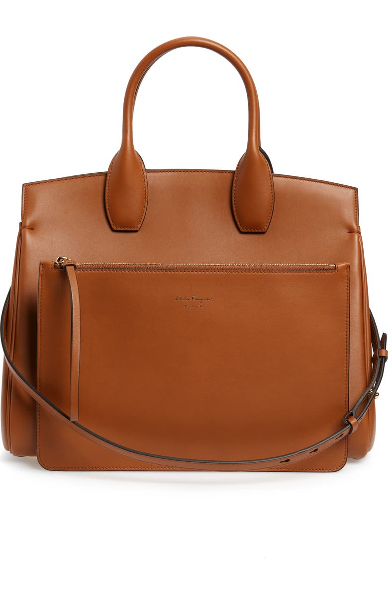 FERRAGAMO Salvatore Ferragamo Medium The Studio Calfskin Leather Top Handle Bag, Alternate, color,