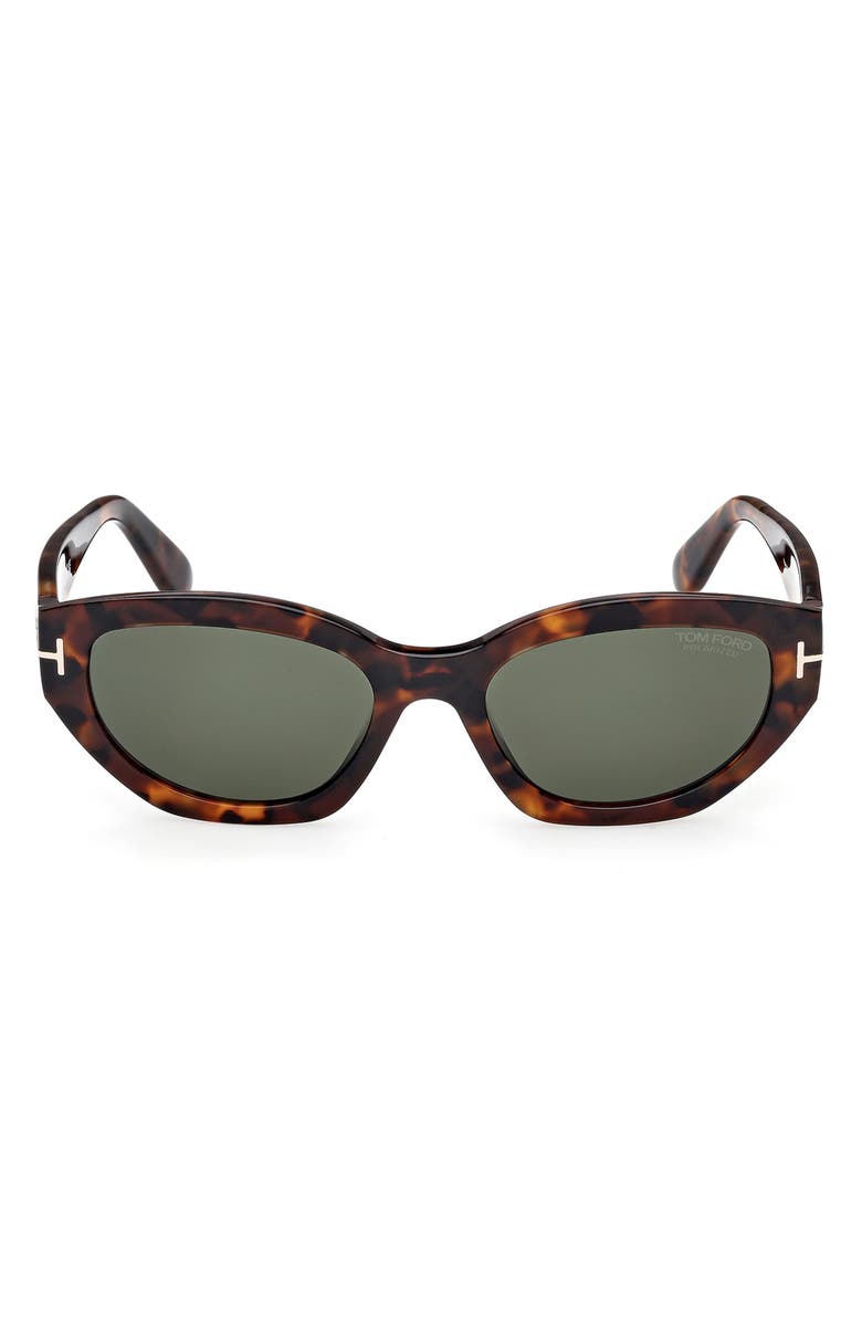 TOM FORD Penny 55mm Polarized Geometric Sunglasses, Main, color, Havana / Polar Green