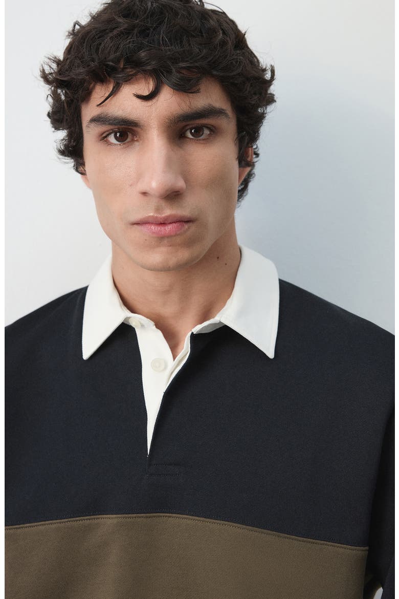 Cotton Polo Sweatshirt, Alternate, color, NAVY