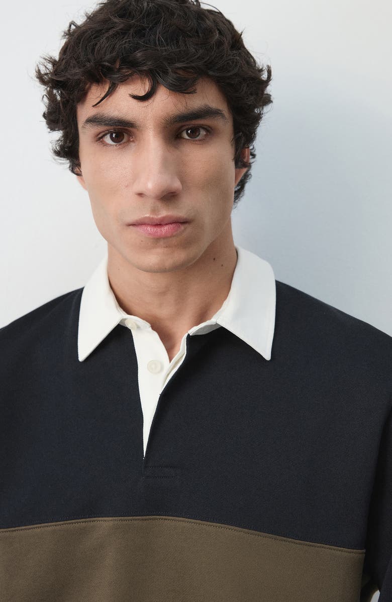 MANGO Cotton Polo Sweatshirt, Alternate, color, Navy