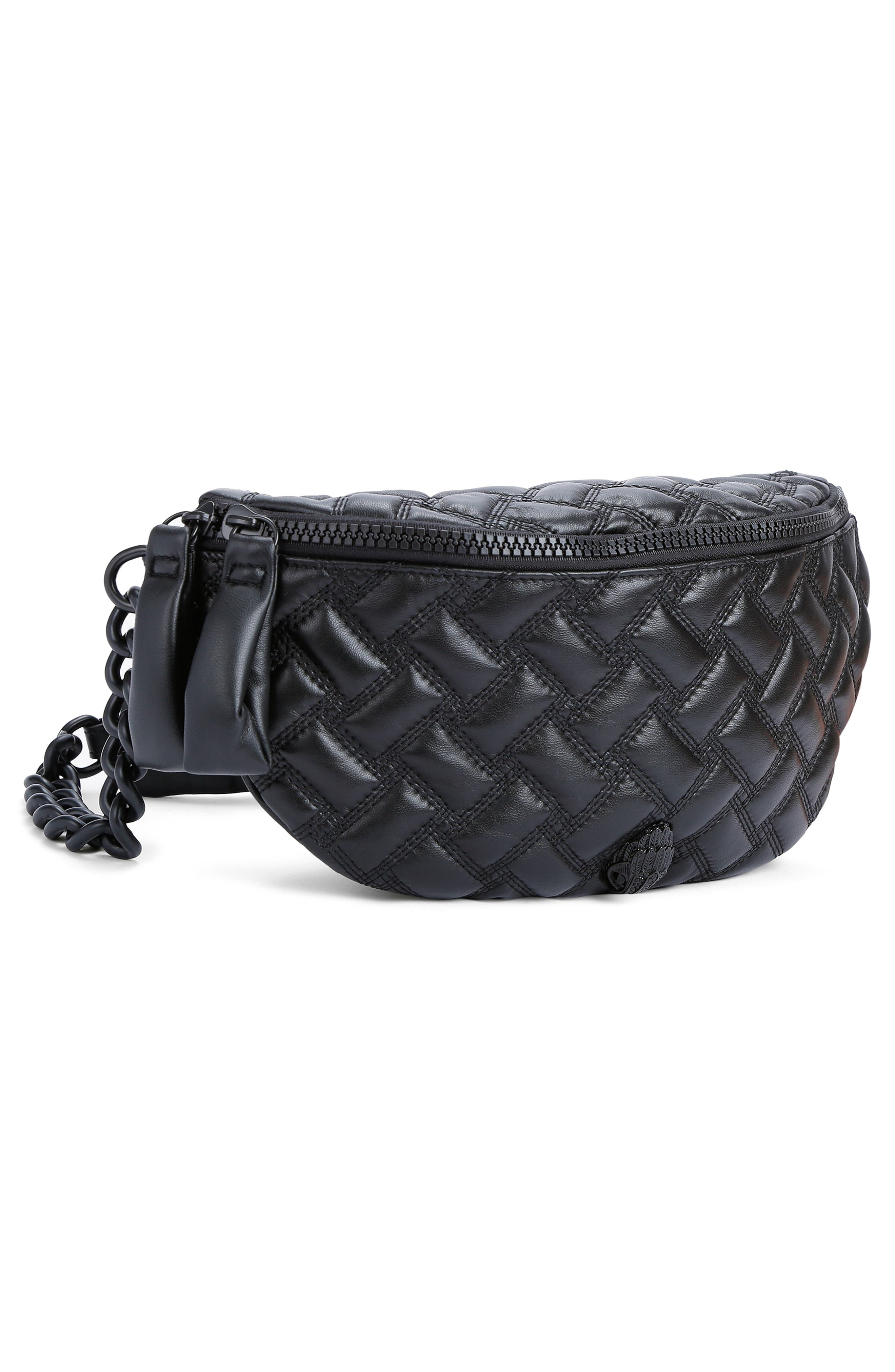 Kensington Drench Leather Belt Bag, Alternate, color, BLACK