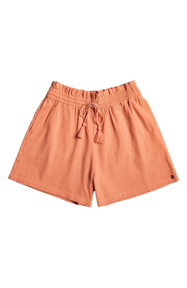 Roxy Sweet Souvenir Cotton Drawstring Shorts, Alternate, color, Cork