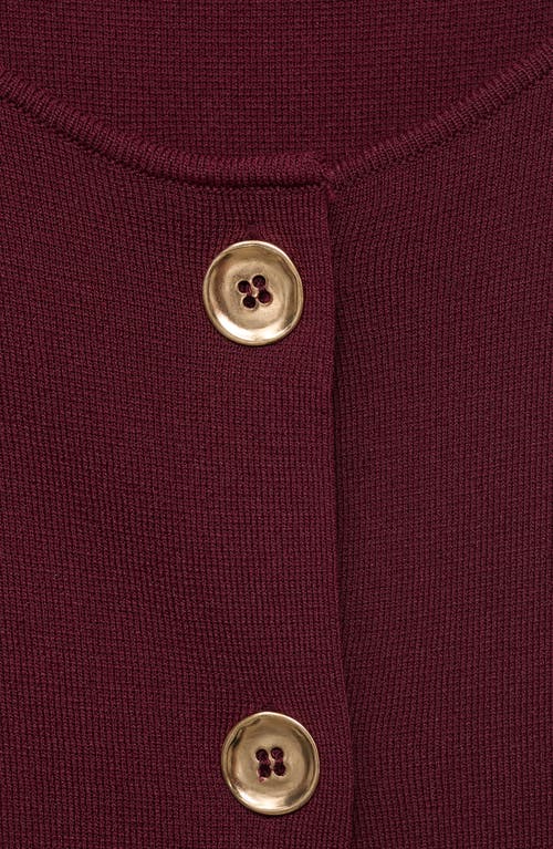 Mango Button Front Fine Knit Vest In Burgundy