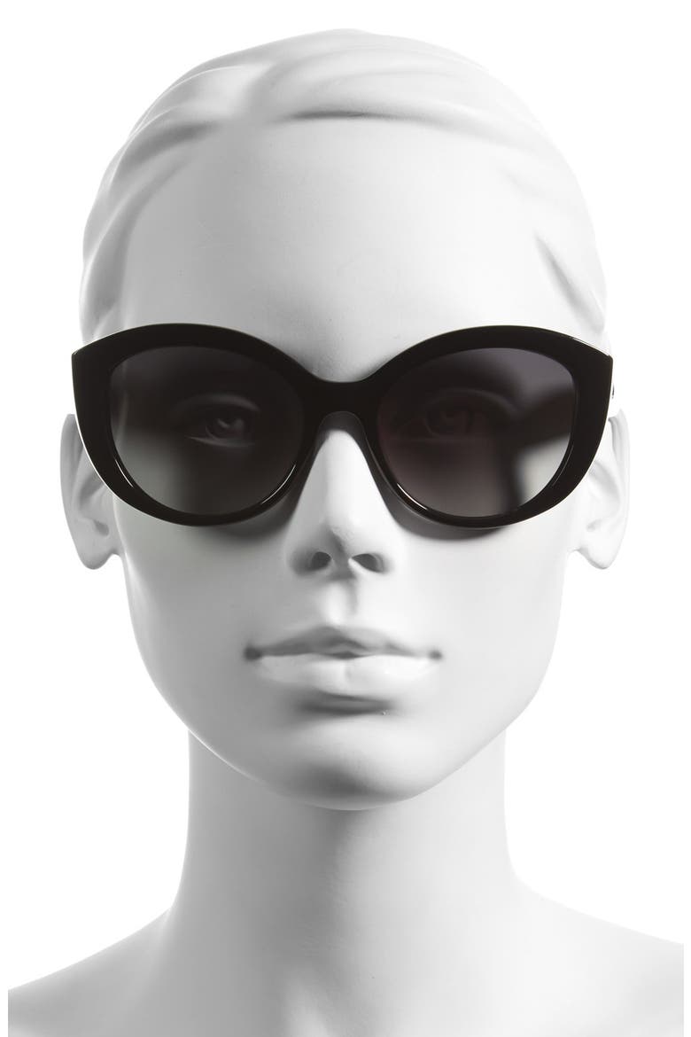 'sherrie' 55mm cat eye sunglasses, Alternate, color, BLACK