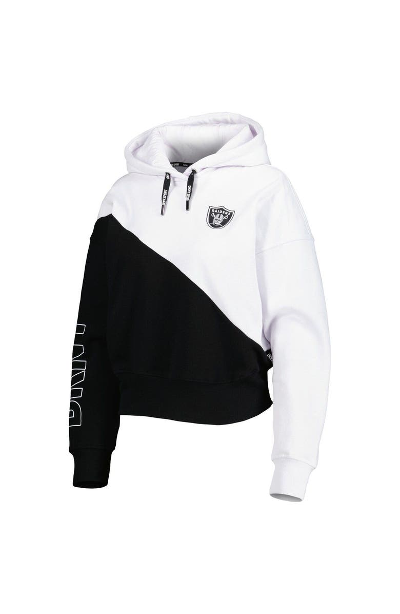 DKNY SPORT Women's DKNY Sport White/Black Las Vegas Raiders Bobbi Color Blocked Pullover Hoodie, Alternate, color, 