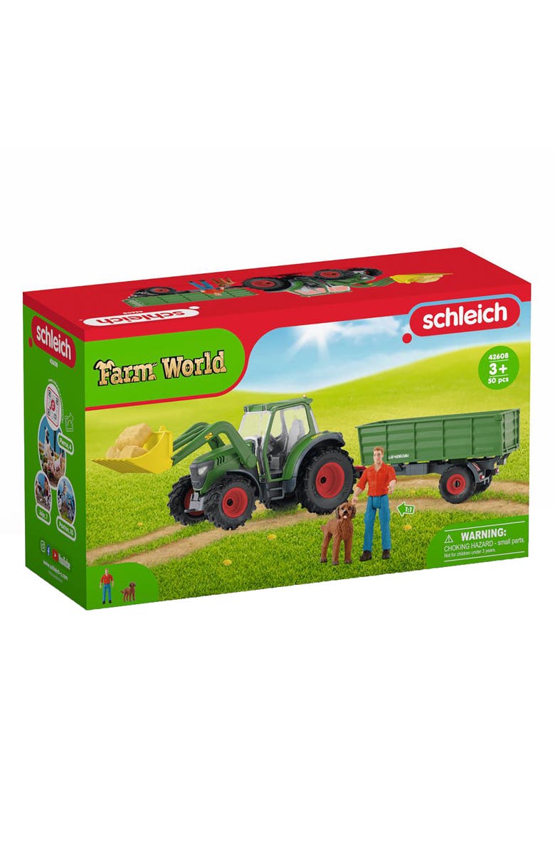 Schleich Tractor With Trailer, Farm Work Figurine Playset, Main, color, Multicolored