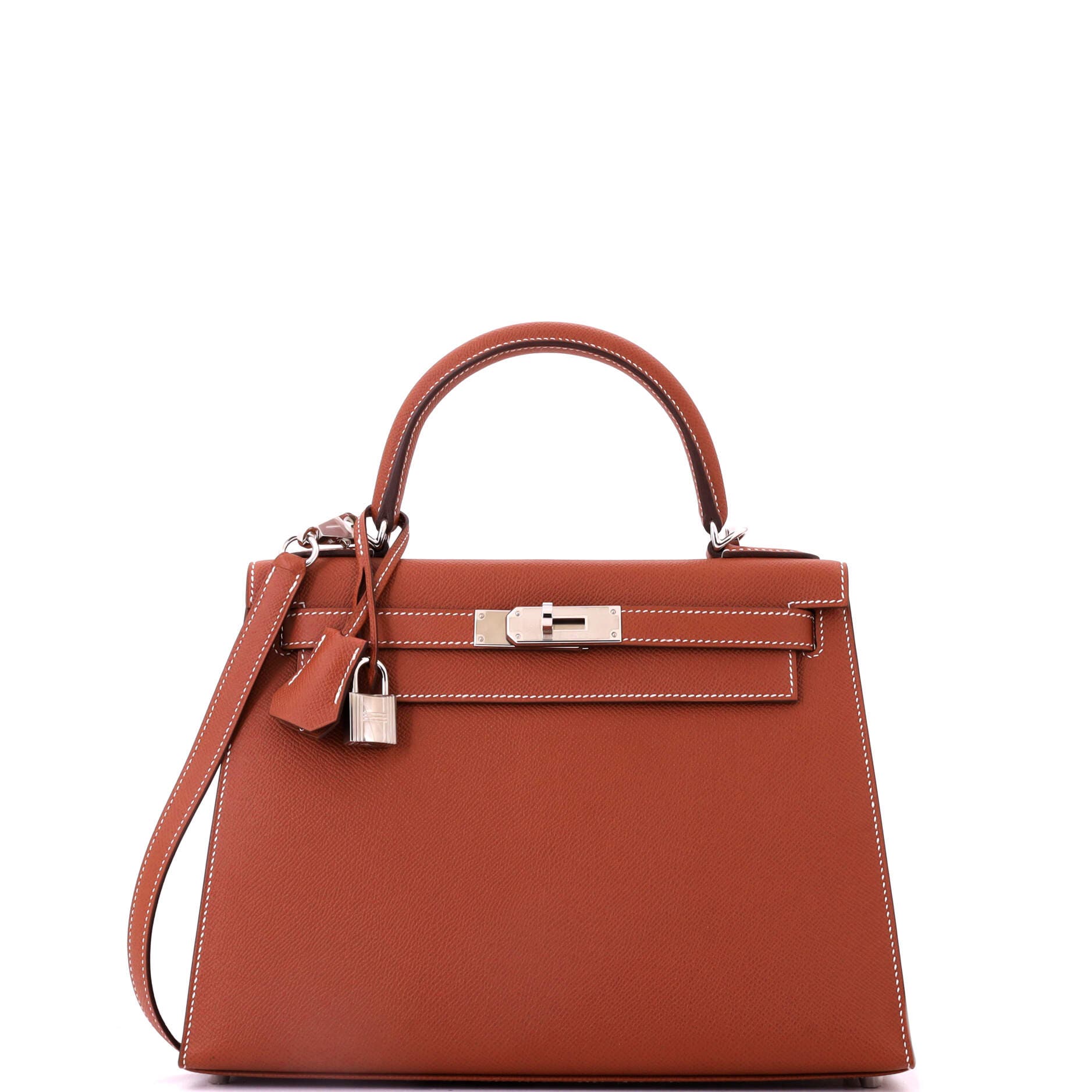 Kelly Handbag Brown Epsom with Palladium Hardware 28, Main, color, Brown