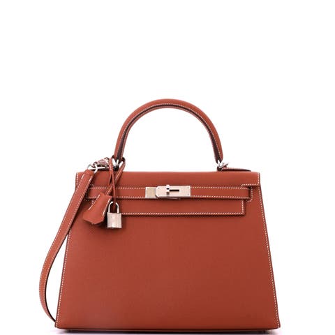 Kelly Handbag Brown Epsom with Palladium Hardware 28