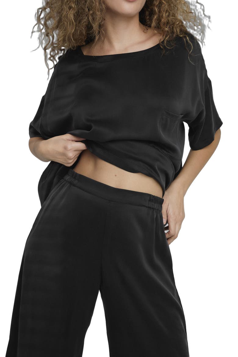 Washable Silk Pajamas, Alternate, color, IMMERSED BLACK