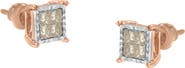 Haus of Brilliance 10K Two-Toned Gold PrincessComposite Diamond Stud Earrings