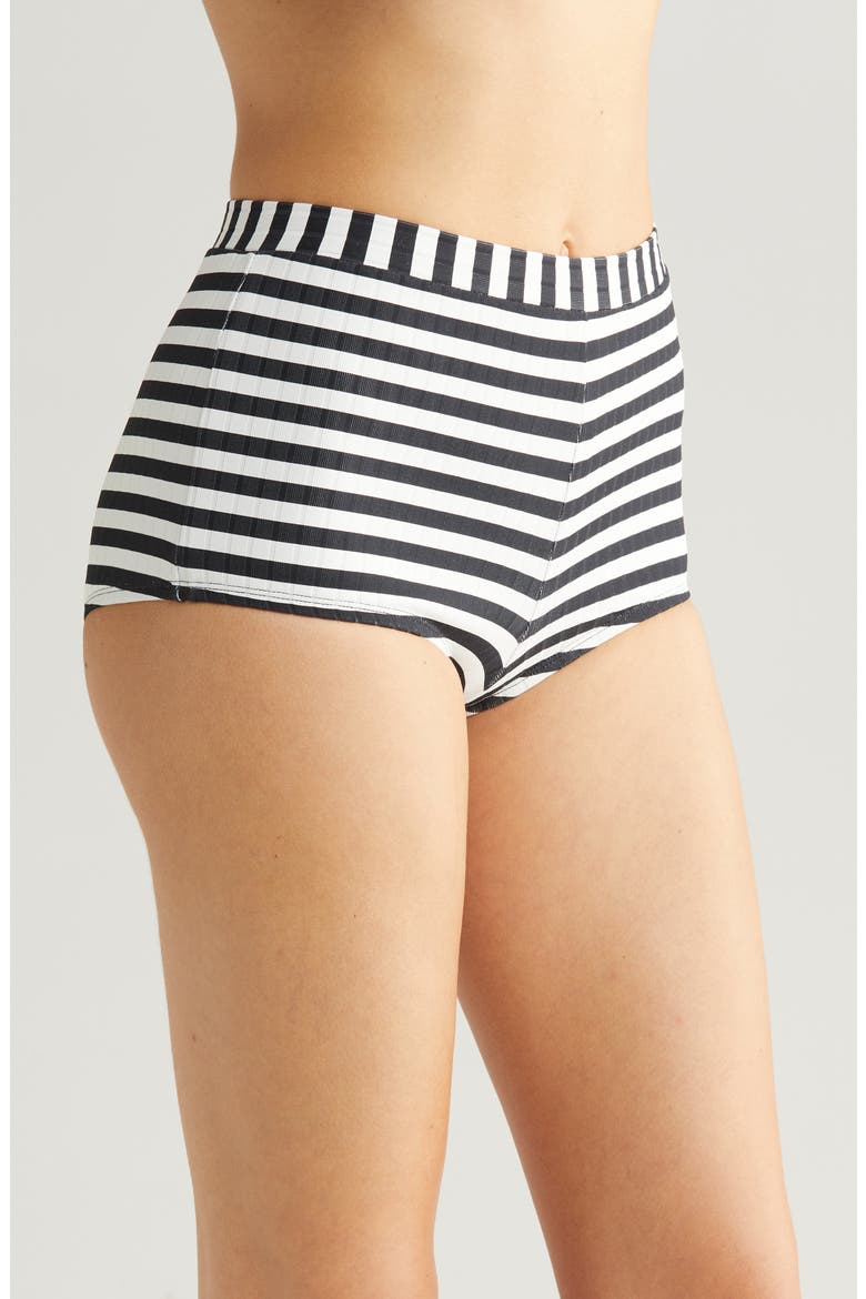 Baby Stripe Rib Bikini Bottoms, Alternate, color, BLACKOUT X MARSHMALLOW
