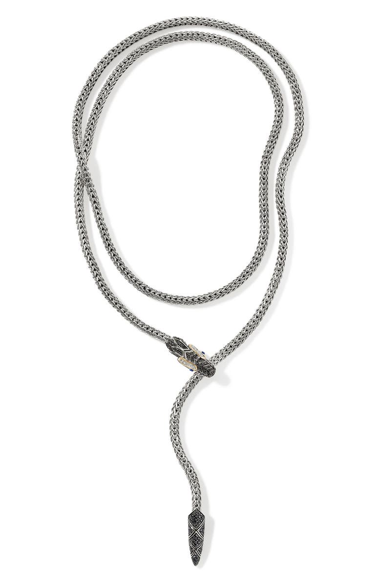 John Hardy Naga Lariat, Gold, Silver, Diamonds, Main, color, Black