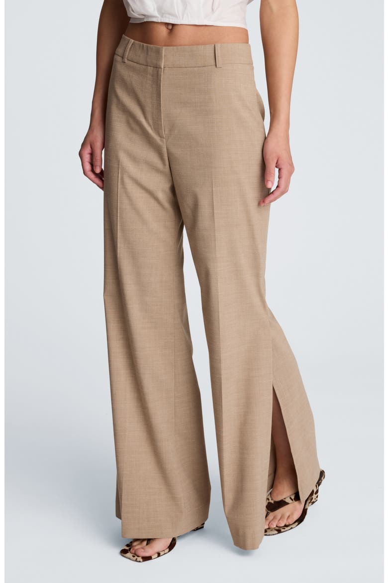 Side Slit Flare Pants, Alternate, color, MESA TAUPE/ WHITE