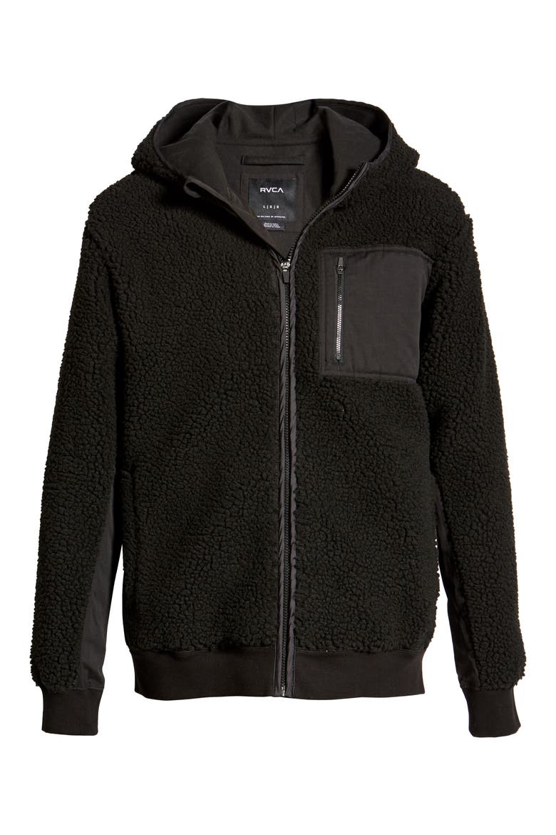 Knoll Fleece Zip Hoodie, Alternate, color, BLACK