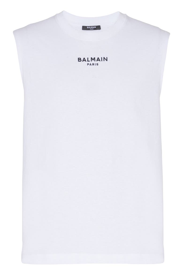 Embroidered Balmain Paris tank top, Main, color, white