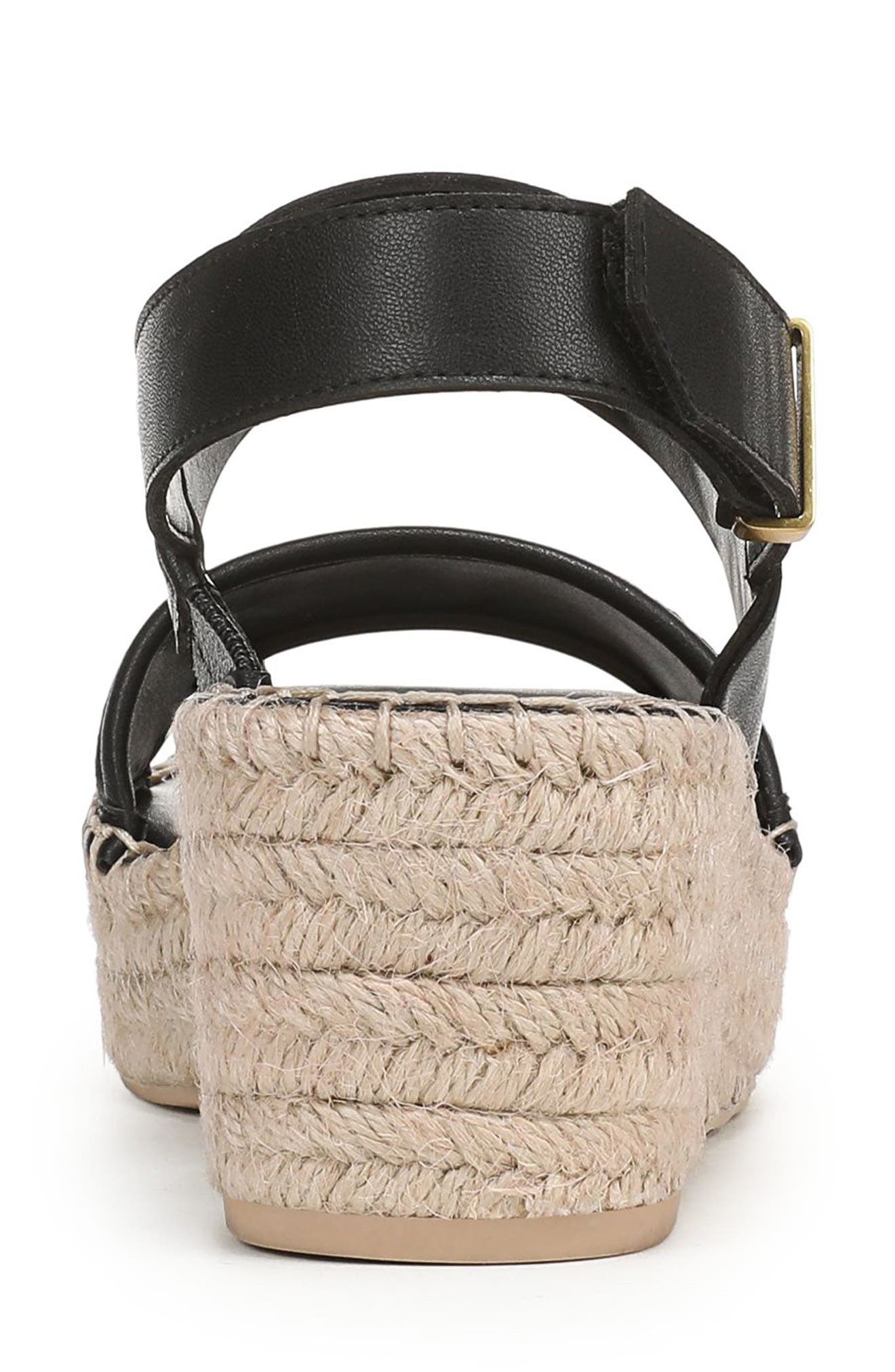 Franco Sarto Parry Wedge Sandal, Alternate, color, Black Faux Leather