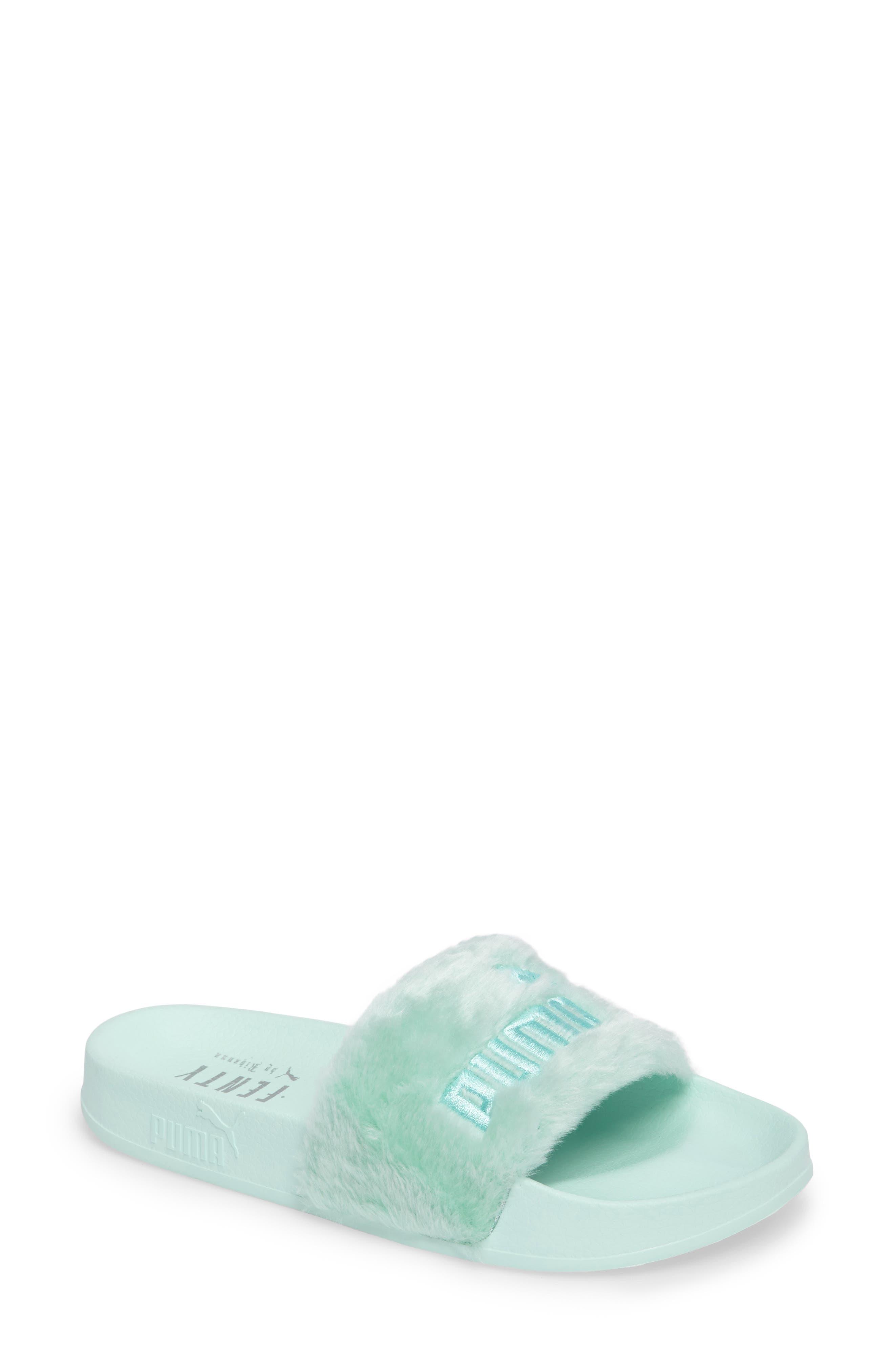 PUMA FENTY PUMA by Rihanna 'Leadcat Fenty' Faux Fur Slide Sandal, Main, color, 