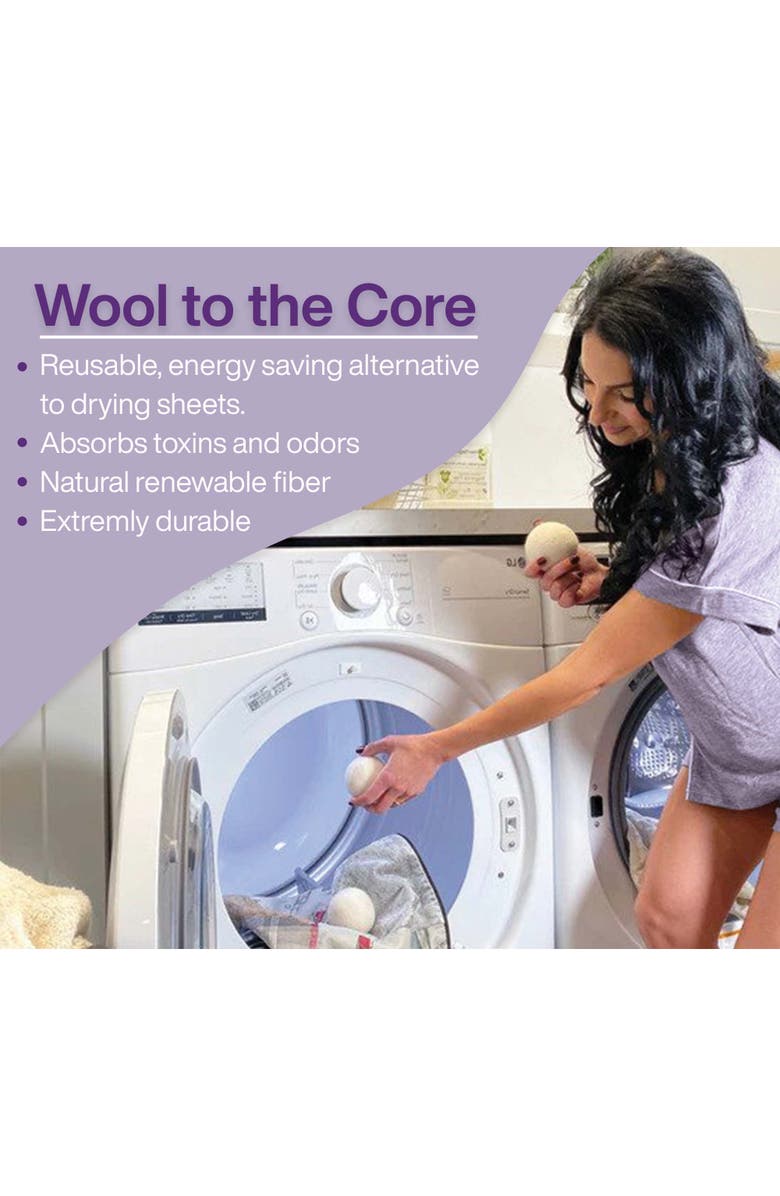 PURSONIC 100% Pure New Zealand Wool Dryer Balls- Includes Lavender & Peppermint Oils, Alternate, color, White